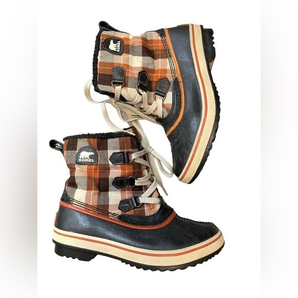 Children's Size 2 Sorel Plaid rain snow duck boots - Picture 2 of 7